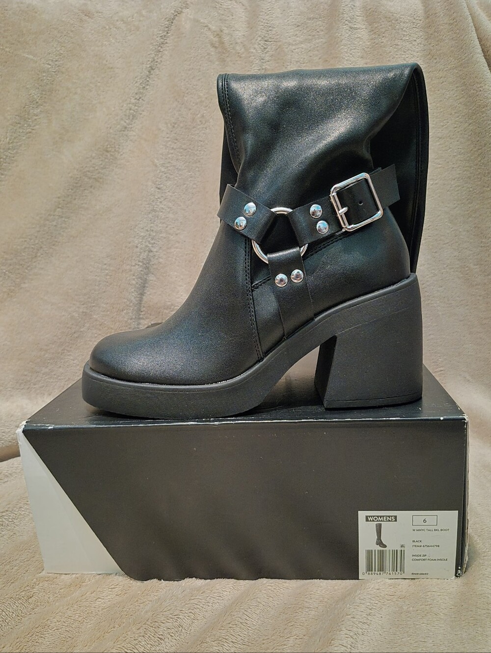 Madden NYC Tall Black Buckle Boots Size 6